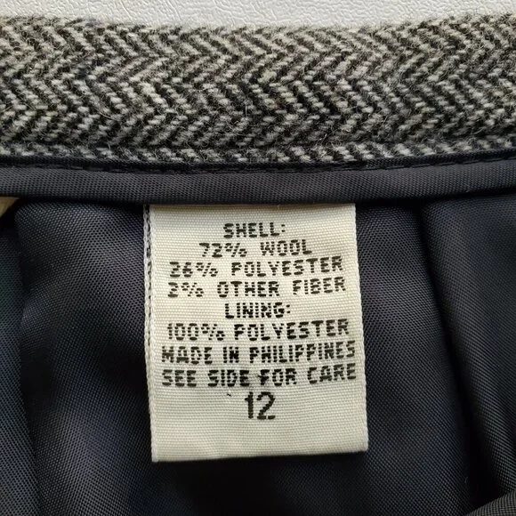 Eddie Bauer Harris Tweed Wool Blend Trousers Side Zipper Wide Leg Size 12 - Picture 9 of 15